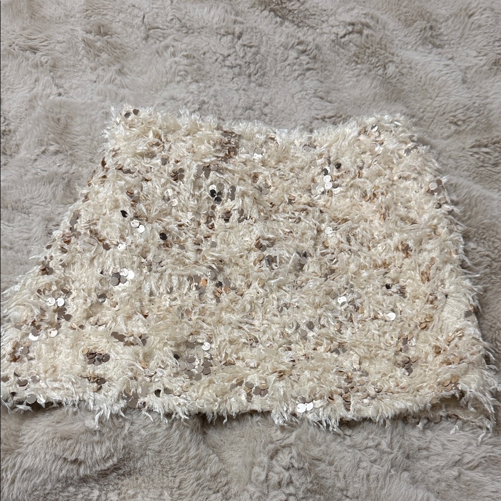 Elegant Cream Sequin Skirt
